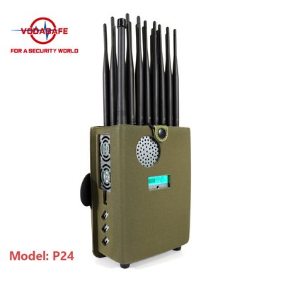 24 Antennas Handheld Wireless Signal Jammer 25m Radius With DIP Switch Car Charger