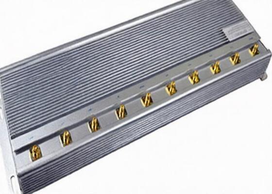buy Silver Color Fixed Mobile Phone Signal Jammer With 10 Different Frequencies online manufacture