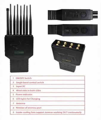 Buy 8 Bands 18w 12000mAh Portable Signal Blocker With 30m Antenna online manufacture